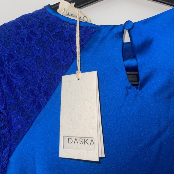 Daska satin ruffle sleeve detail maxi dress in cobalt - Picture 5 of 7